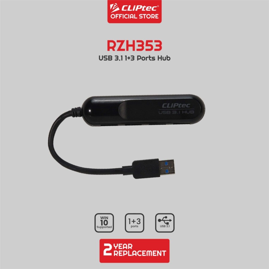 USB HUB 3.1 CLIPtec RZH353 1+3 Ports HUB GARANSI RESMI 2 TAHUN GANTI BARU