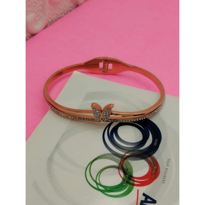 GELANG TITANIUM KUPU KUPU / GELANG WANITA IMPORT / GELANG IMPORT TITANIUM ROSE GOLD