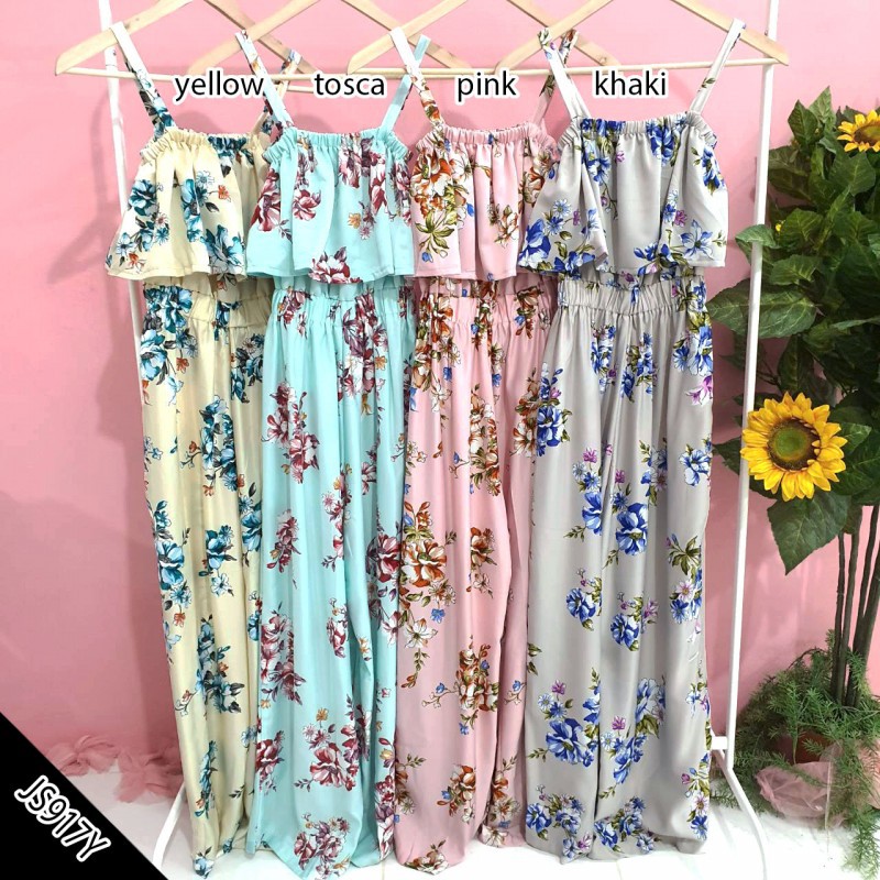 Baju casual jumpsuit kulot panjang motif bunga cantik Baju casual jumpsuit kulot panjang motif bunga cantik