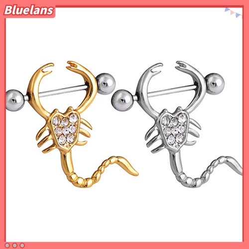 Anting Tindik Puting Desain Kalajengking Aksen Berlian Imitasi Untuk Wanita