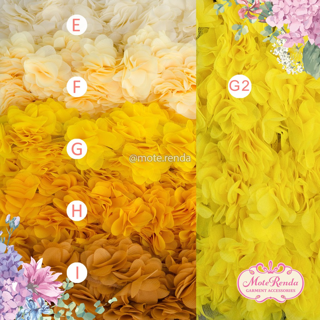 Renda bunga frill, lebar 5cm (harga per bunga) kode 5AMN50