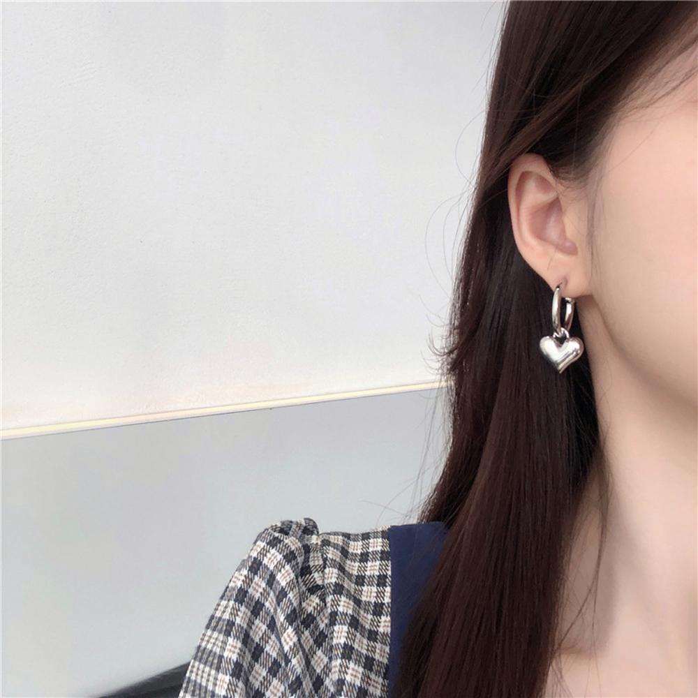 Needway   Drop Anting Menggemaskan Manis Perhiasan Wanita Warna Emas Perak Tindik Ear Hoop