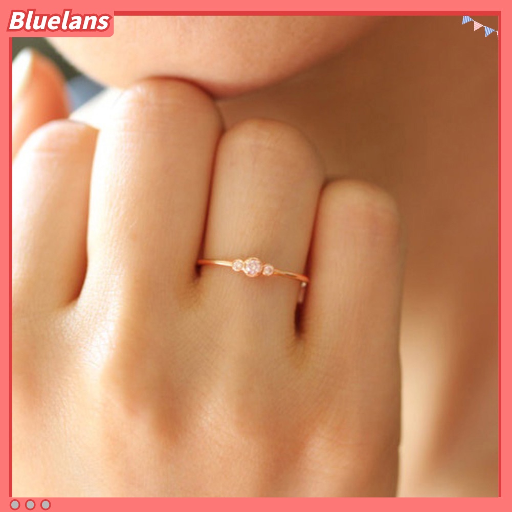 Bluelans Fashion Simple 3 Zircons Alloy Charm Ring Anti Allergy Women Lady Jewelry Gift