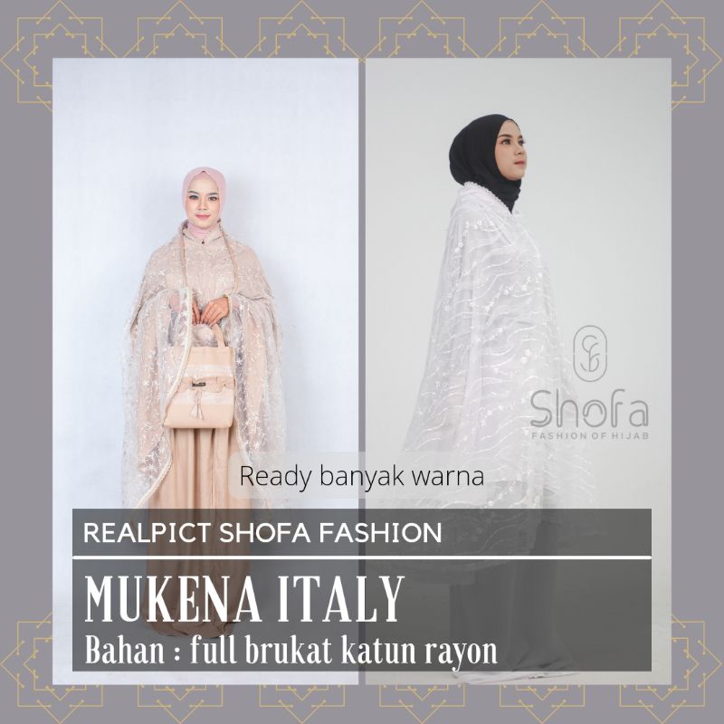 COD Mukena italy Mukena full brukat katun rayon mukena Arabic mukena italy bay shofa fashion ( jumbo)