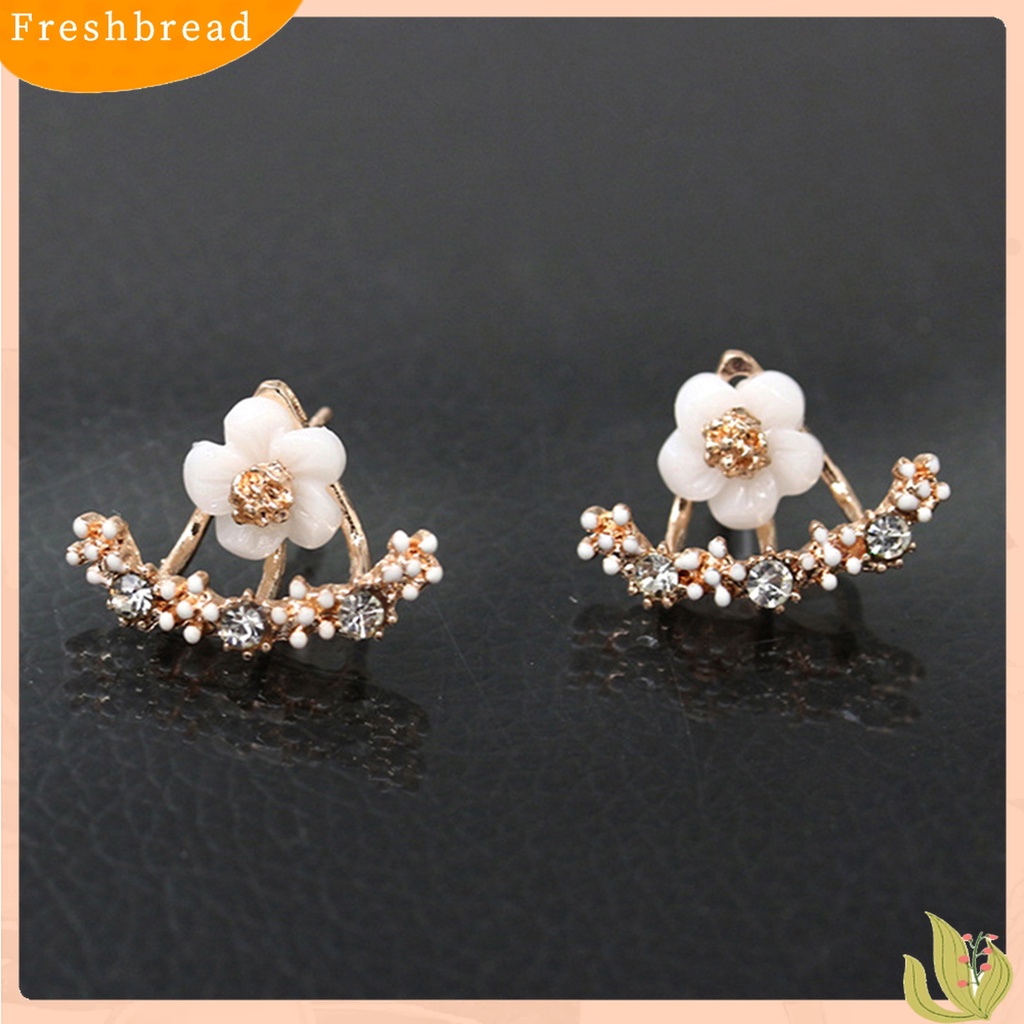 [Fresh] Anting Tusuk Motif Bunga Daisy Hias Berlian Imitasi Berkilau untuk Wanita