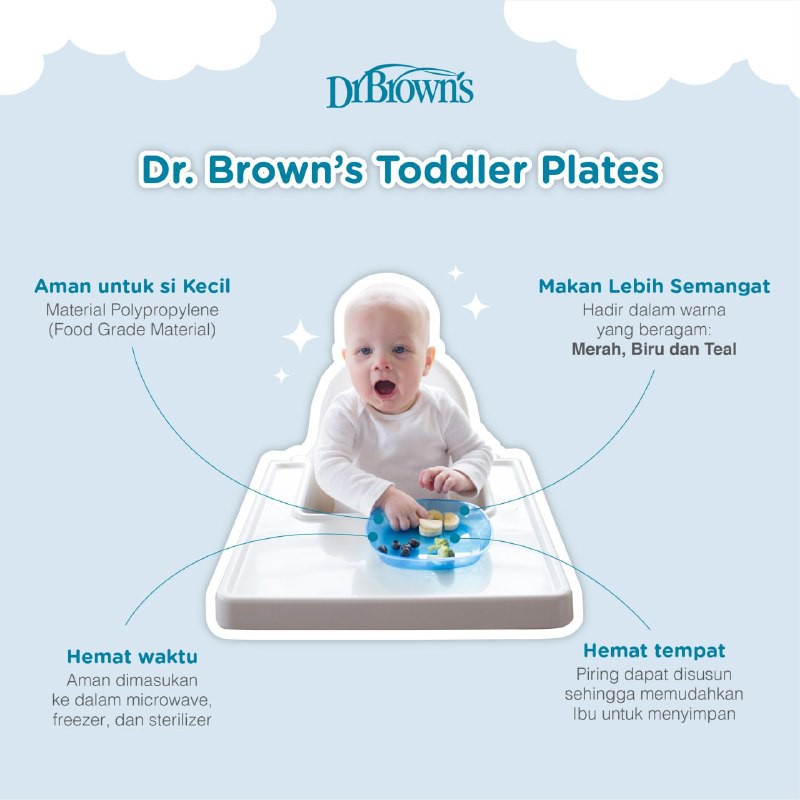 Piring Makan Bayi Dr. Brown's Toddler Plates 3-Pack (TF022)