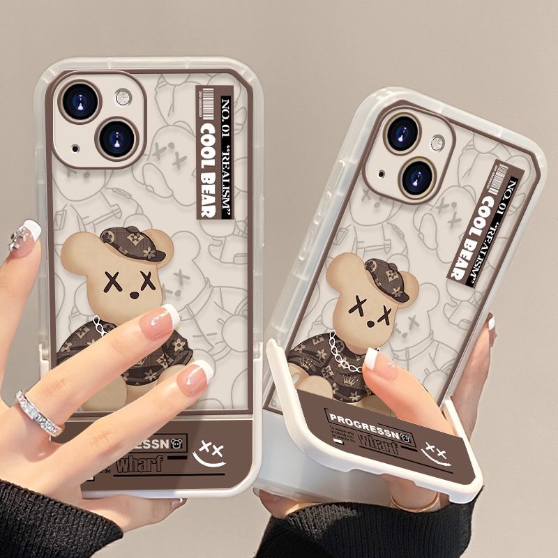 Case Transparan Motif Beruang Untuk IPhone X XS XR 11 12 13 Pro Max 6 6S 7 8 Plus