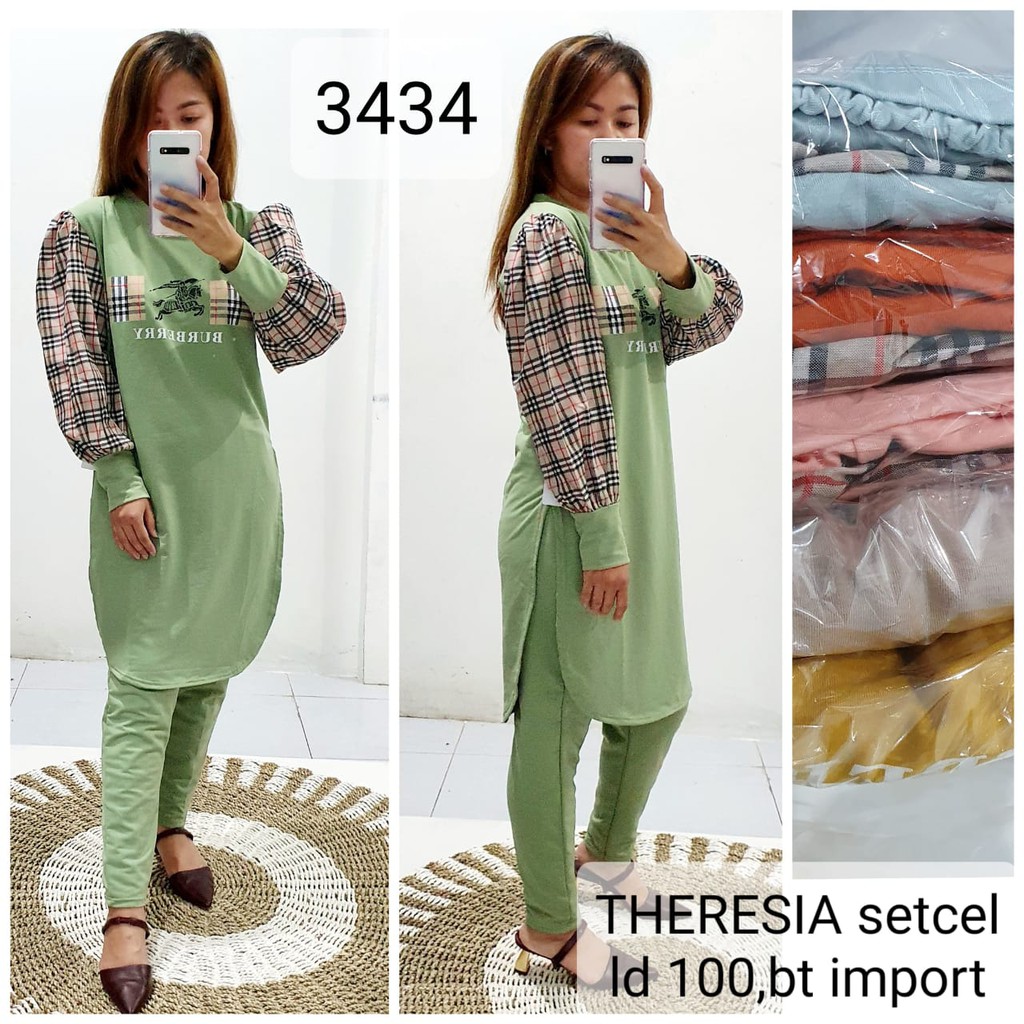 Set Celana motif Burberry Import