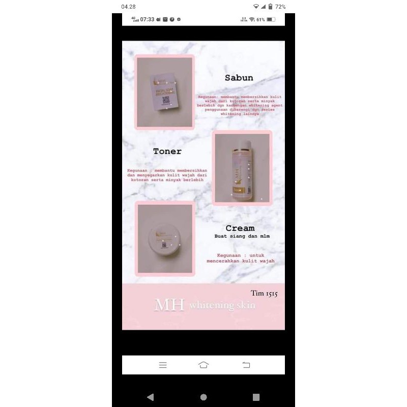 MH Whitening Skin Bpom / Cream Wajah Glowing