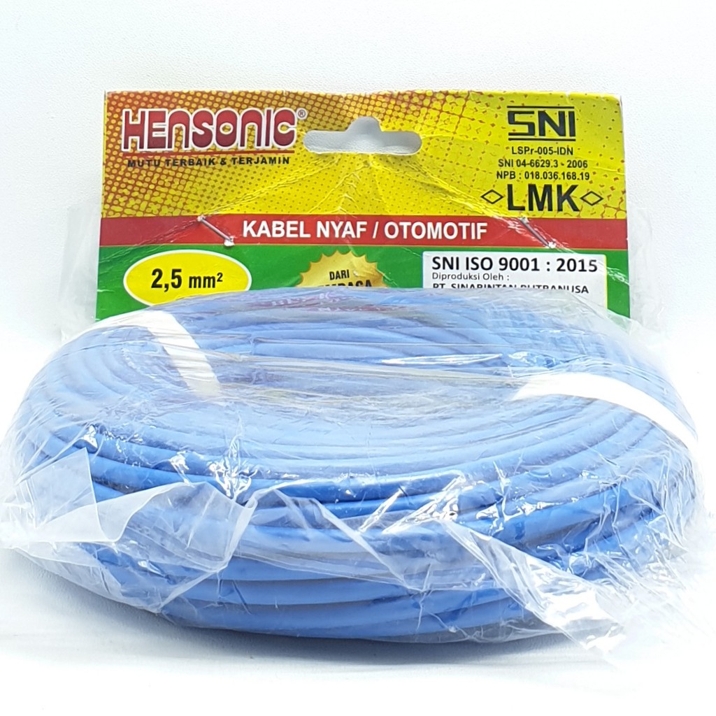 Hensonic NYAF 2,5mm 20M Kabel Listrik Kabel NYAF Kabel Otomotif 2,5mm Serabut SNI LMK 20Mtr Full