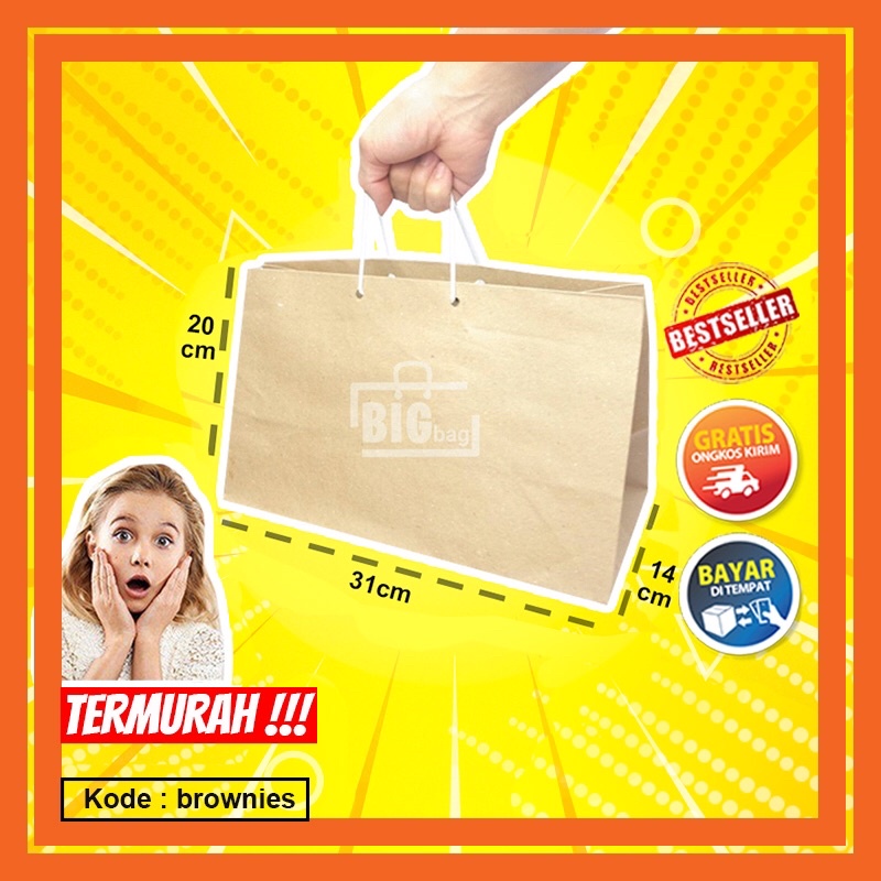 

PAPER BAG PAPER BAG COKLAT PAPER BAG POLOS TAS KERTAS BROWNIES