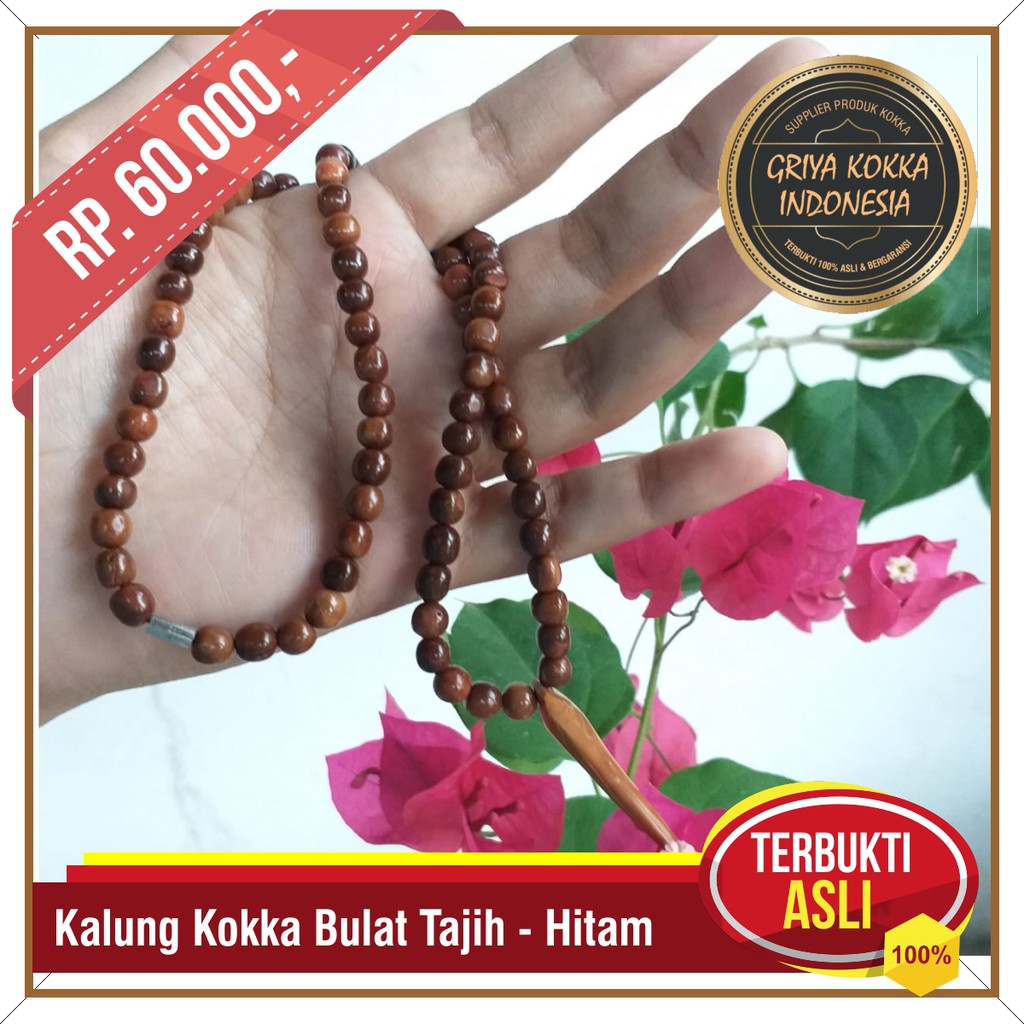Kalung Kokka Bulat Tajih - Kalung Kesehatan - Kalung Kayu - Coklat