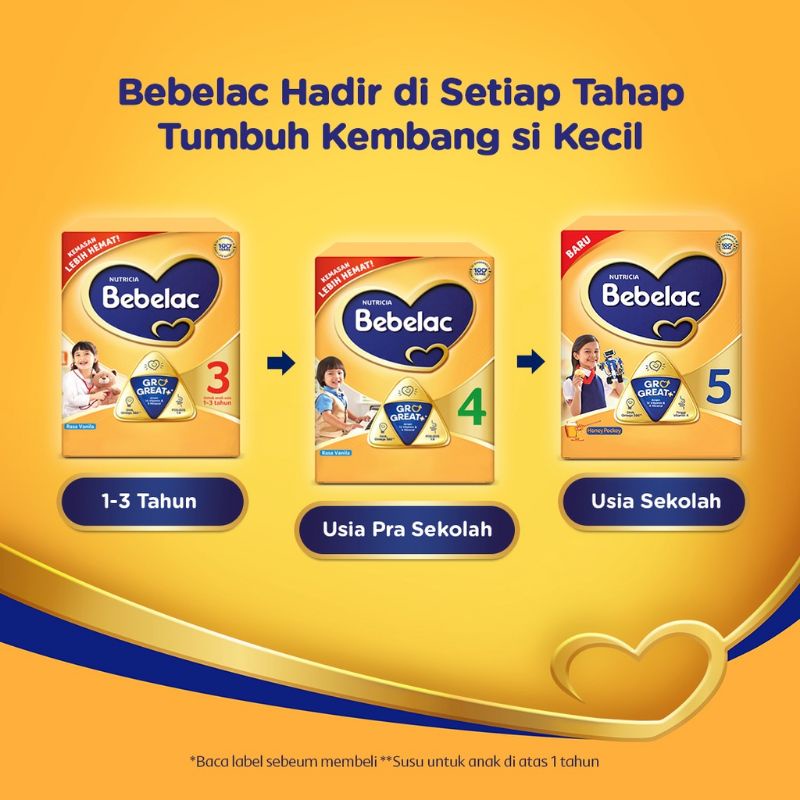 Bebelac 3 Rasa Vanilla dan Madu Susu Pertumbuhan Bubuk 400 gr