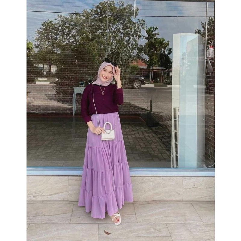 ROK CANDA / Rok Susun Maxi Skirt Rok Bangkok Skirt Rok Umpak Rok Ceruty Rok Panjang Furing Dalam