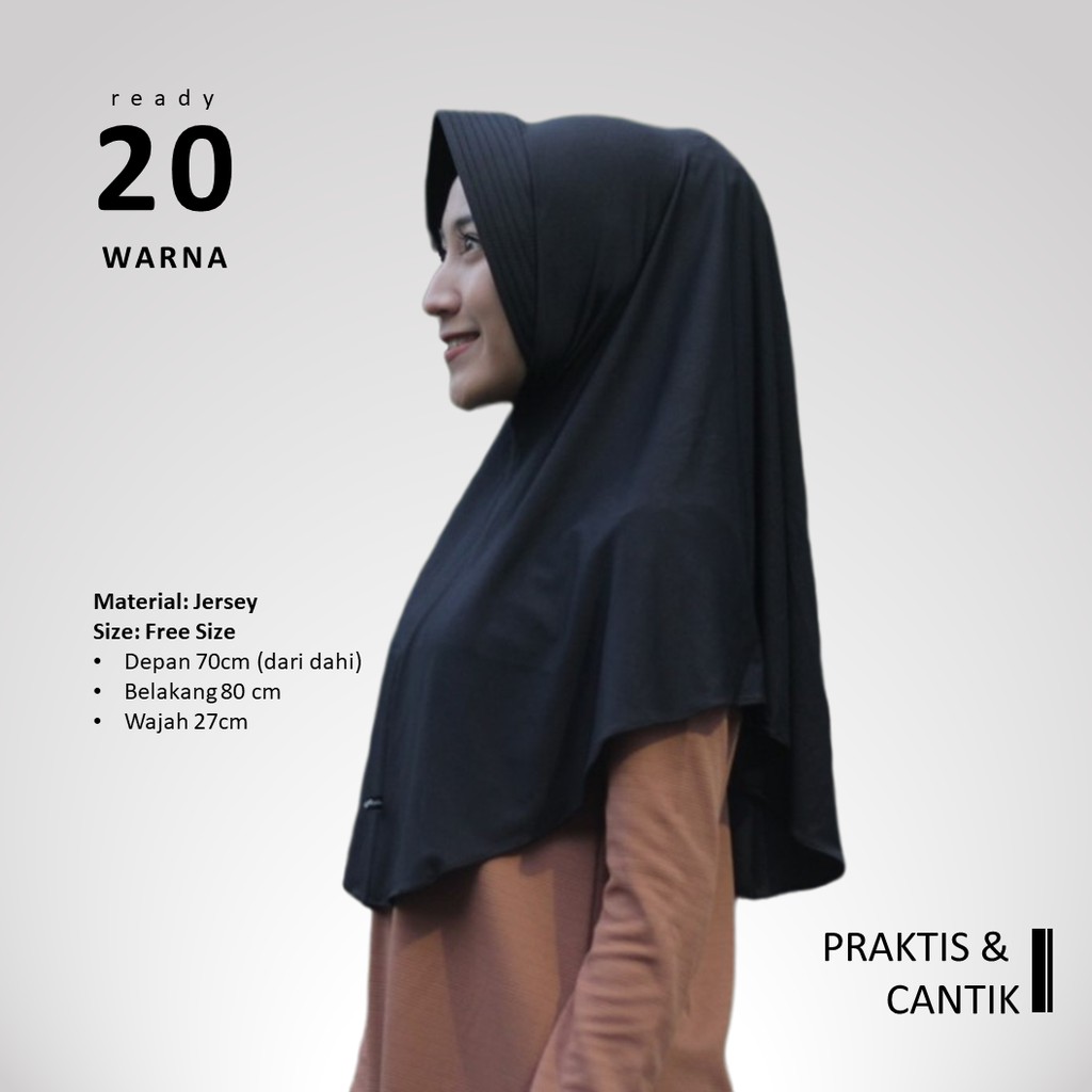 Jilbab Jersey Hijab Instan Bergo Antem Kerudung Pet Anti Tembem original-1