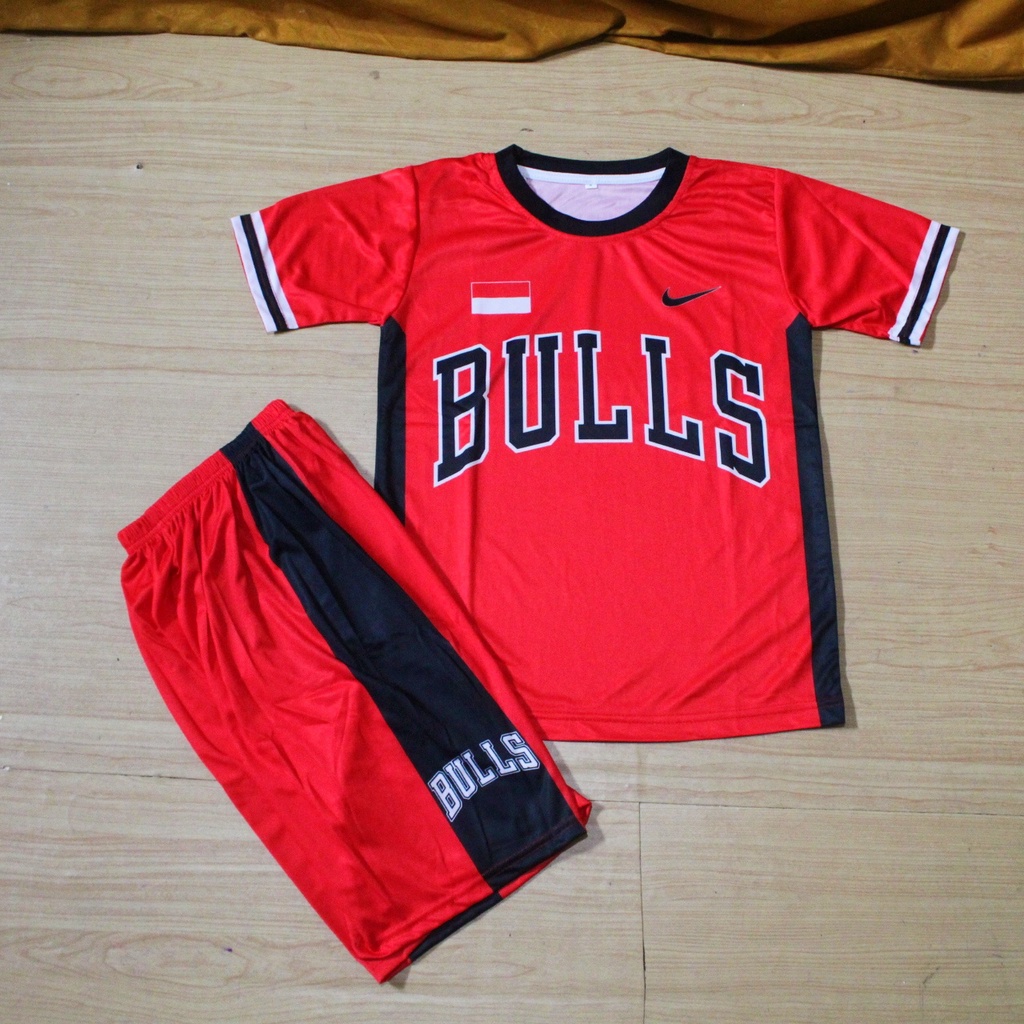 stelan jersey baju kaso celana basket anak size 7-12thn