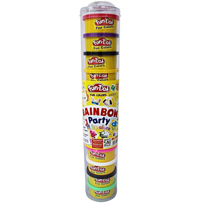 [FUN-DOH] Mainan Edukasi Anak Fun Doh RAINBOW PARTY / Lilin Warna Plastisin Play Dough - FunDoh Isi Ulang