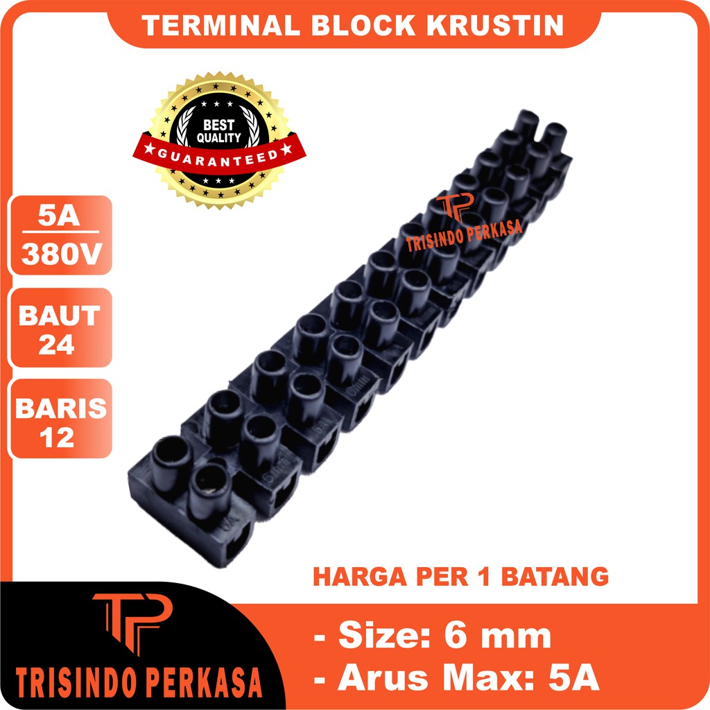 Terminal Krustin 6mm 5Ampere Hitam Klustin Blok