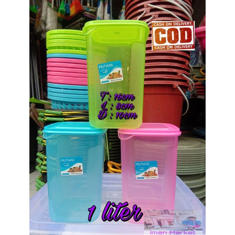 Toples Kue Kering Kotak 1Lt / Toples Plastik Warna Bening / Toples Besar 1000ml