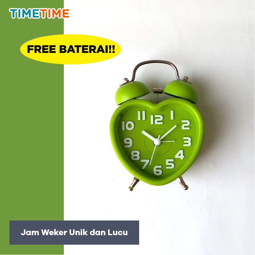 Jam Meja Weker Alarm Clock Bentuk Hati Warna Warni Free Baterai