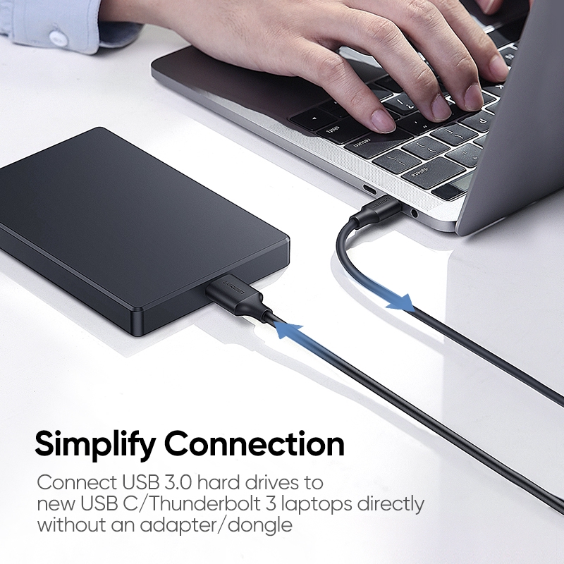 【Stok Produk di Indonesia】Ugreen 1m Kabel Data Sync USB Tipe C Ke Micro B 3.0 5Gbps 3A Panjang  Untuk Macbook Hard Drive Disk HDD SSD