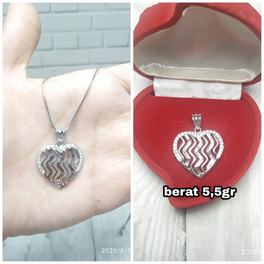 KALUNG SET LIONTIN LOVE UKIR PERAK ASLI S925 CC918