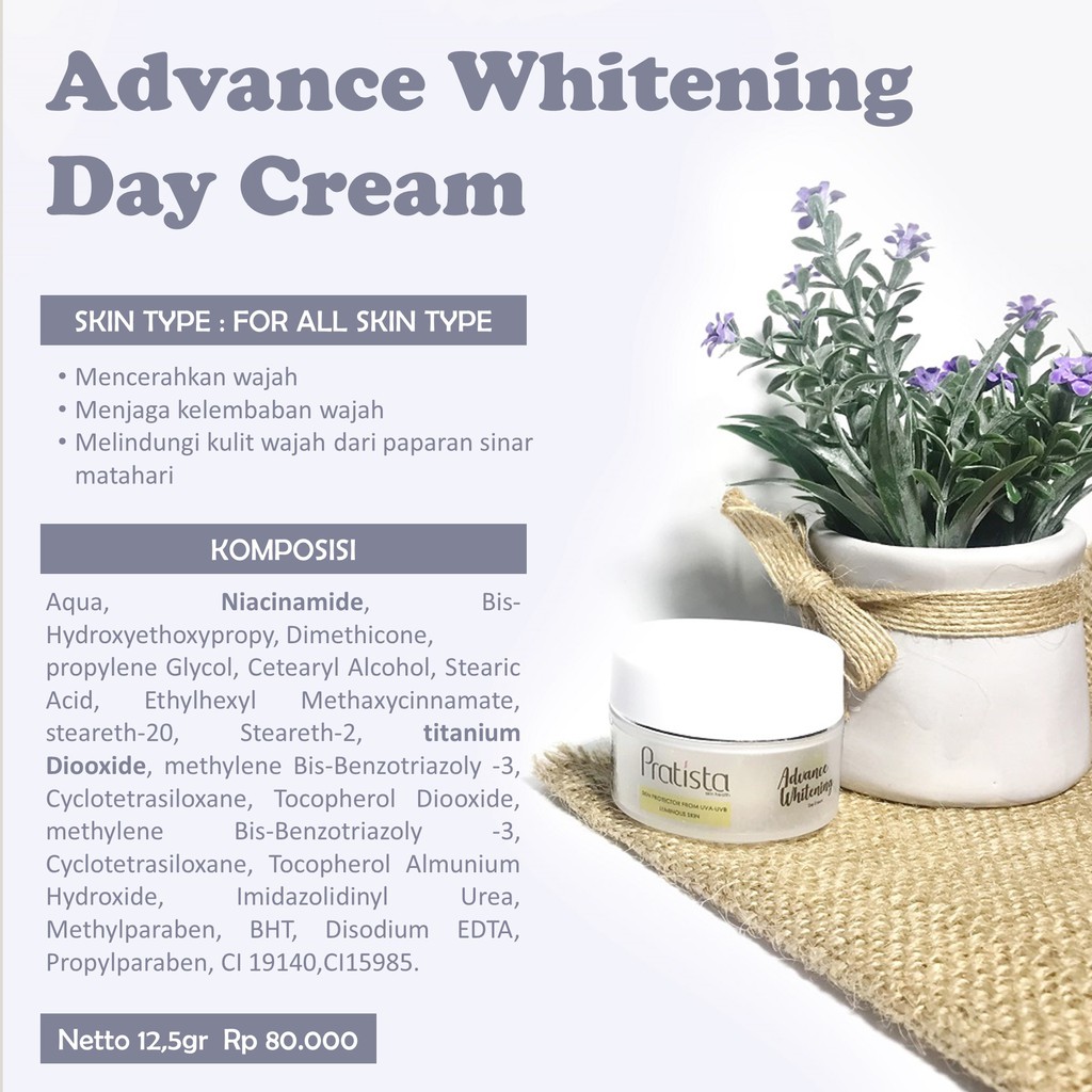 Pratista Advance Whitening Day Cream Pagi / Siang Mencerahkan Wajah