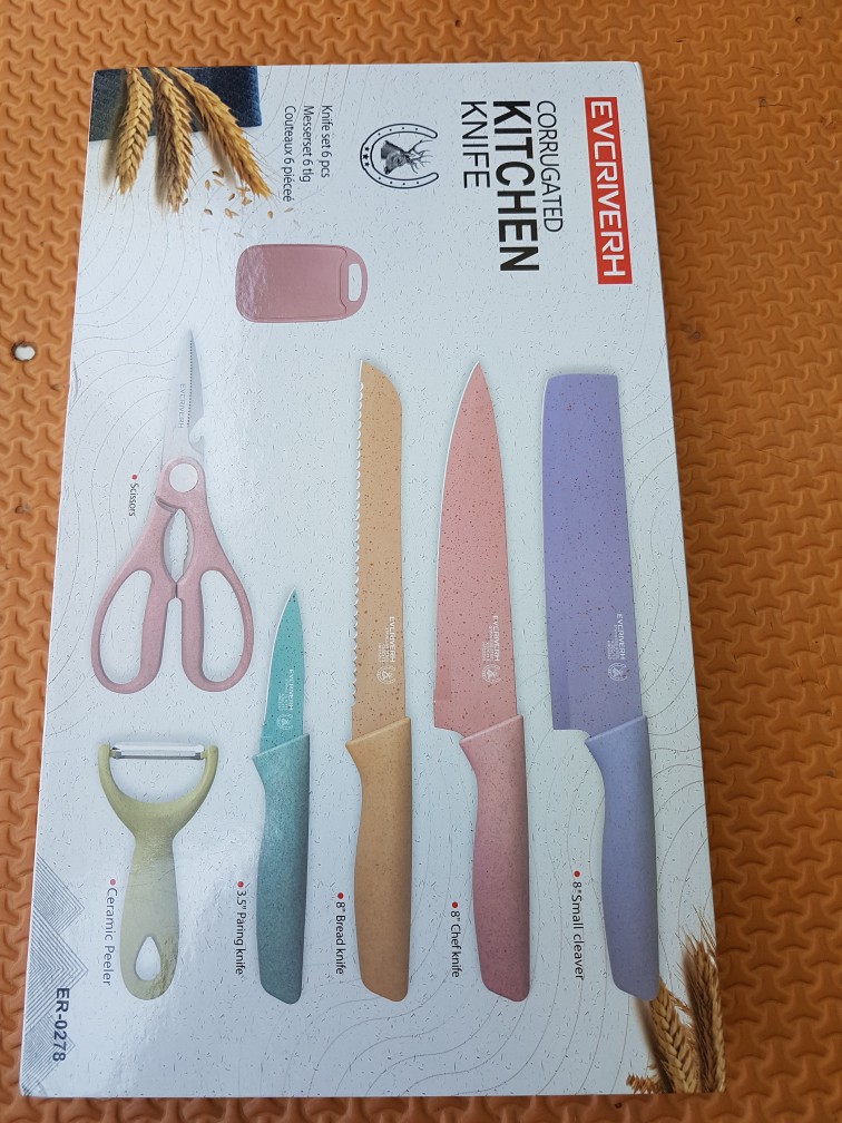 Pisau Dapur Pisau Set Evcrierh Jerami 7in1 Stainless Dilapis Anti Lengket 1 Set Isi 7 Termurah