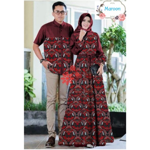 69297 couple  depita mocca batik  baju  pasangan gamis wanita 