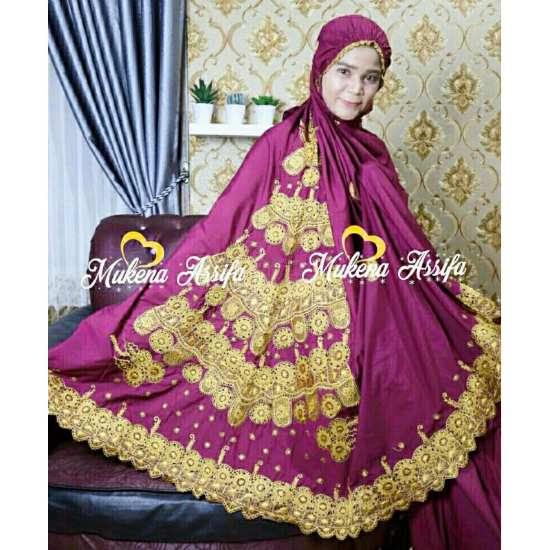 MUKENA BORDIR PUNGGUNG TELEKUNG PADANG BUKITTINGGI WARNA MAROON