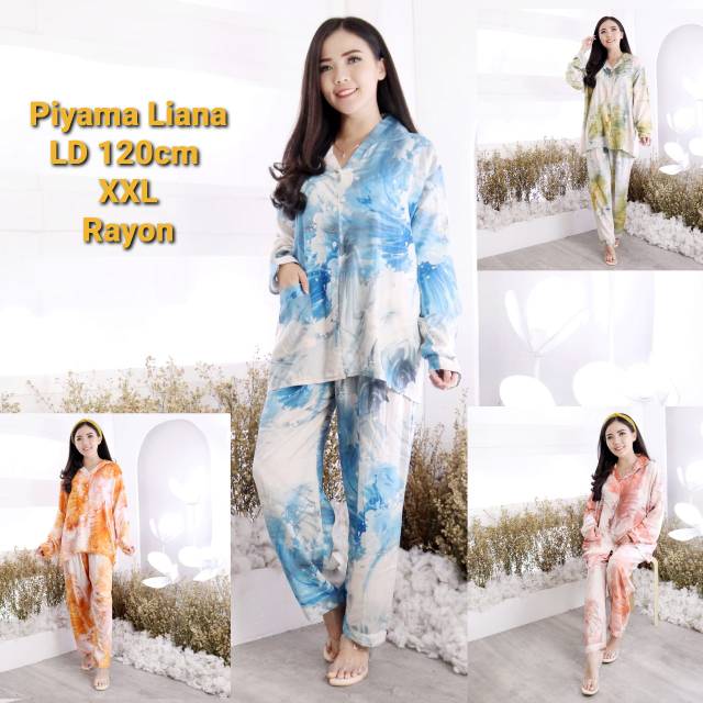 JOSJOLI_STORE/Piyama PP LIANA/Piyama Rayon Tie Dye Kekinian/Pakaian Tidur Wanita Dewasa LD 120 XXL