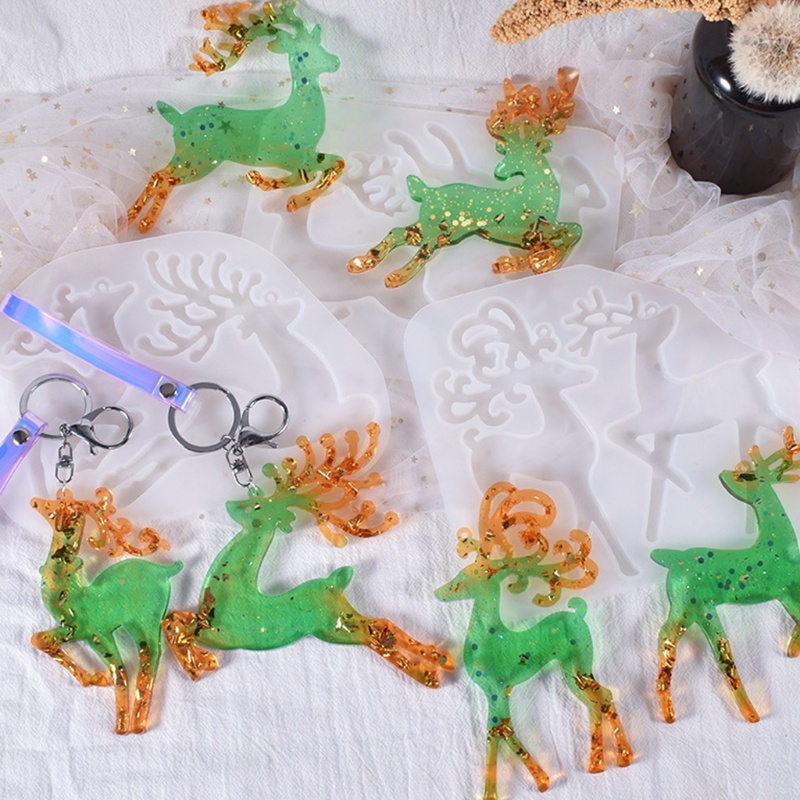 Siy Cetakan Resin Handmade Diy Bentuk Rusa Natal Dengan Lubang Gantung