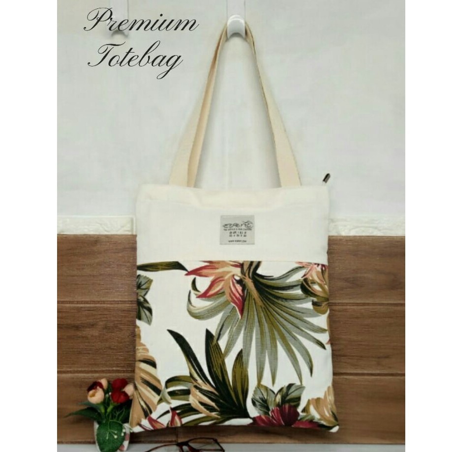 TOTEBAG WANITA RESLETING / TAS TOTE KANVAS JEANS BUAT SHOPPING DAN KULIAH TB 004