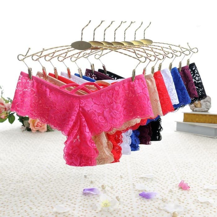 CD Wanita G String Lace Thong Seamless Briefs Panties CD Wanita C151 - Fuchsia, FREE Murah