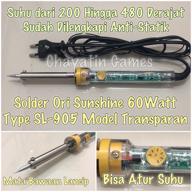 Solder Ori Sunshine 60 Watt Model Transparan Mata Solder Lancip - 220 Volt