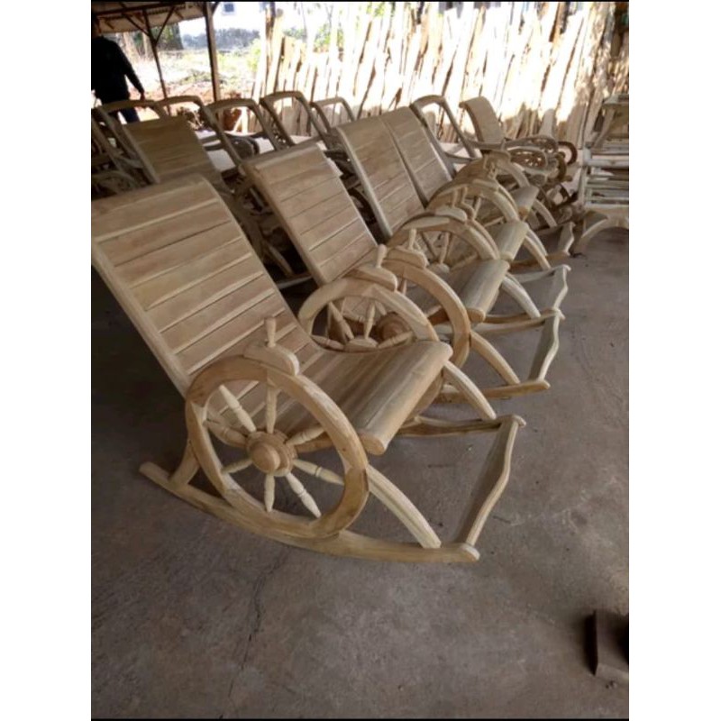 Kursi goyang kursi malas kursi santai jati mentah