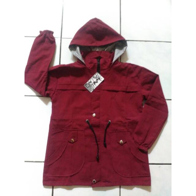 jaket parka kanvas anak maroon