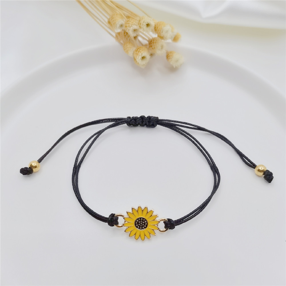 2pcs Gelang Tali Persahabatan Anyaman Krisan Bunga Matahari Fashion Wanita Korea Pria Couple Bracelet Daisy Adjustable fashion bracelet