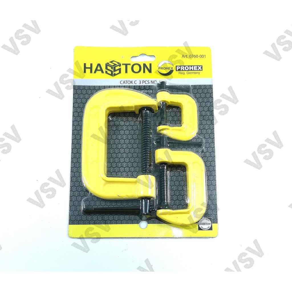 Hasston PROHEX Klem C set 3pc 1&quot; 2&quot; 3&quot; Catok C Penjepit Clamp C 0760-001