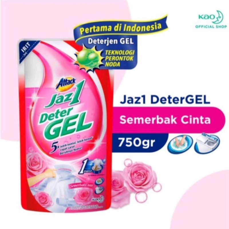 Attack Jaz 1 DeterGel 750gr, jaz1 semerbak cinta, jaz1 pesona segar, Detergent Cair, jaz1 cair, semerbak cinta 750gr, Sabun Cuci Cair, Sabun cuci pakaian cair