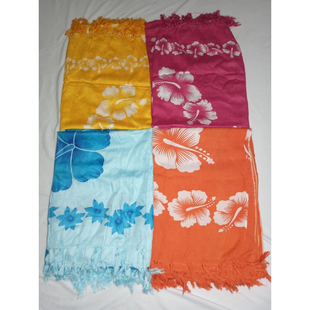 Kain Bali Katun Rayon Motif Sari Bunga 160 cm x 120 cm Rumbai SembilanMode