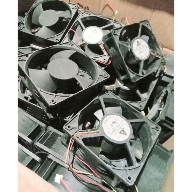 kipas bell berring  DC 48v 12x12cm 0'30a/0'18a merek delta tebal 4cm