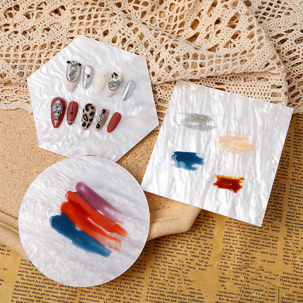 Palet Nail Art Agustina Bulat Persegi Gel Polish Color Mixing Nail Art Alat Pajangan Praktek Foundation Mixing Palette Color Paint Palette