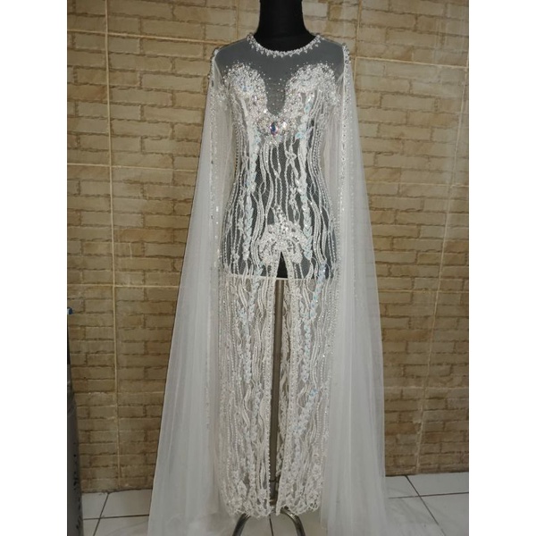 kebaya akad putih mewah payet jepang