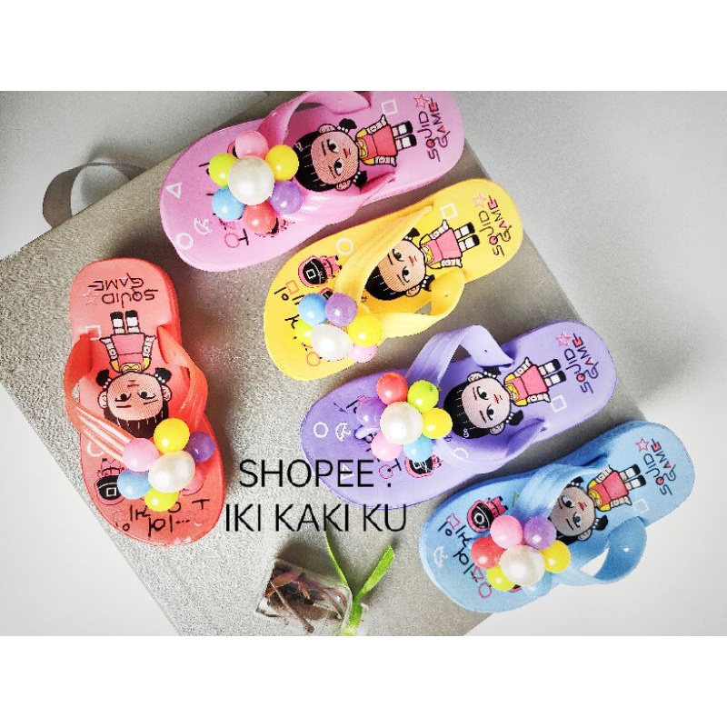 SANDAL JEPIT BALON ANAK PEREMPUAN SQUID GAME CEWE BAHAN KARET EVA 798 BARU UKURAN 30-35