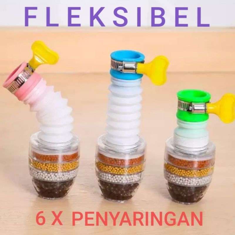 Filter Air Keran 4 Batu Carbon Fleksibel Sambungan Kran 6x Penyaringan