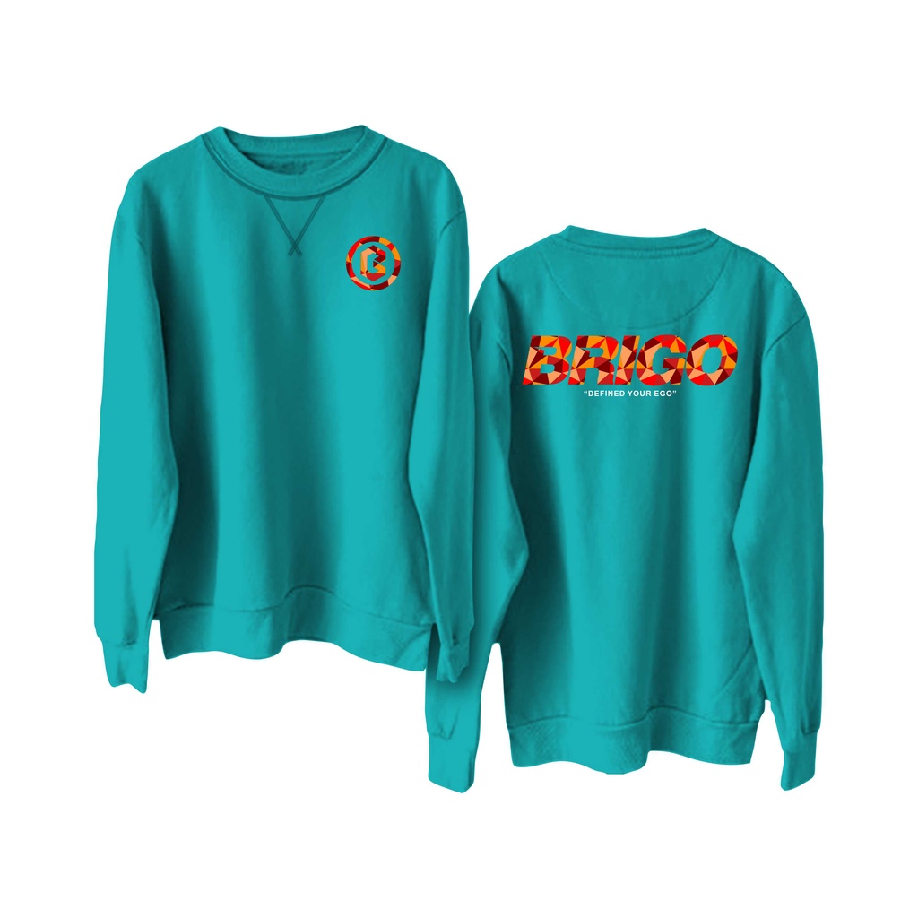 BRIGO Basic Sweatshirt  crystal II Sweater Crewneck BRIGO crystal Sablon DTF Fleece Cotton II SIZE M-XXL (Pria &amp; Wanita) Free stiker&amp;Gantungan Kunci