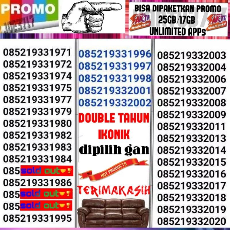 KARTU SERI TAHUN 1933 SAKTI COMBO 25GB UNLIMITED YOUTUBE VERSI MILENIAL