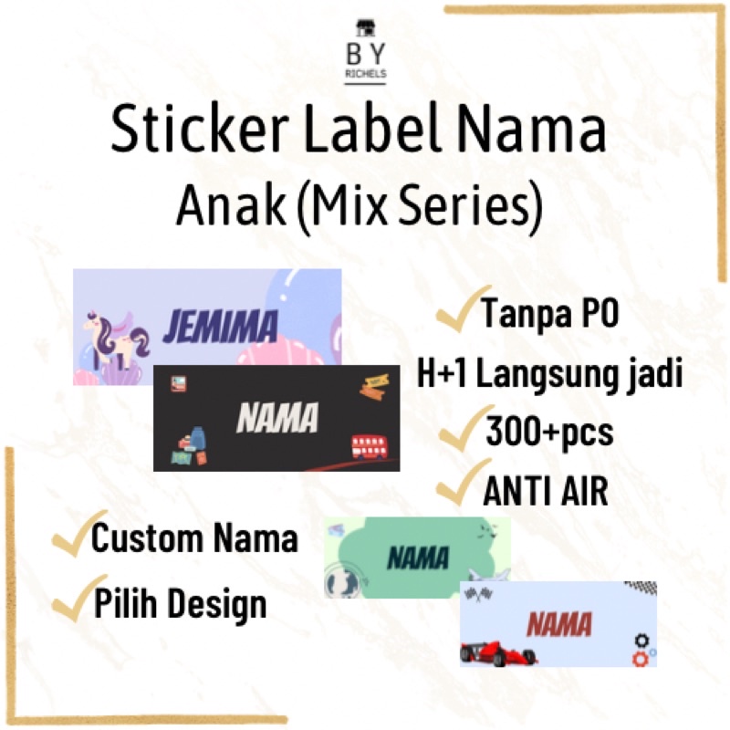 

Byrichels | Termurah!! Sticker Label Nama Seri Anak Sekolah Unicorn Mermaid Halloween Hewan Tanpa PO Bisa Custom Nama Gratis Design