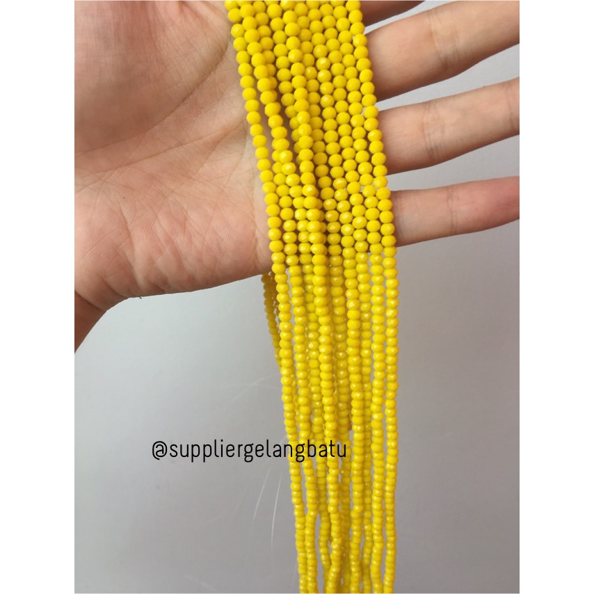 Crystal Ceko Doft 4mm kuning bahan aksesoris beads manik donat rondel kristal perhiasan wanita cewek